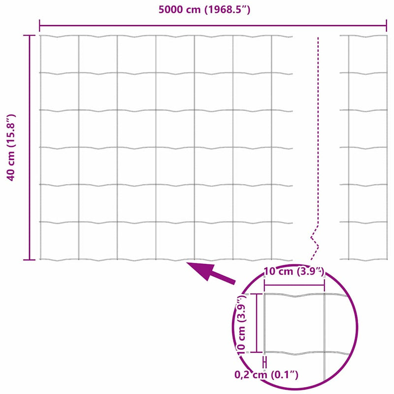 vidaXL Kerítés és Oszlop Ezüst 0,4 x 50 m Acél