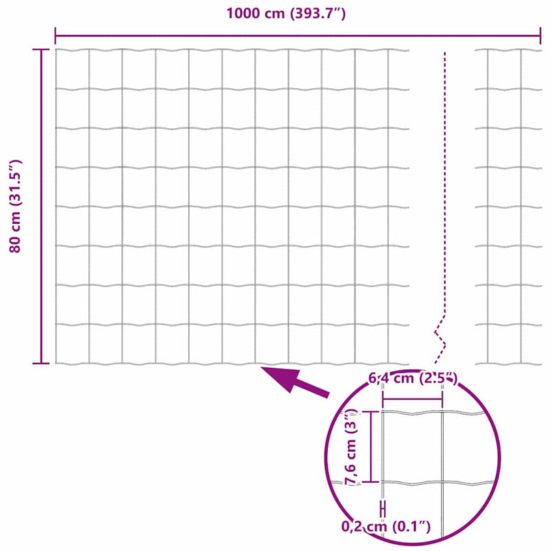 vidaXL Kerítés és Oszlop Ezüst 0,8 x 10 m Acél