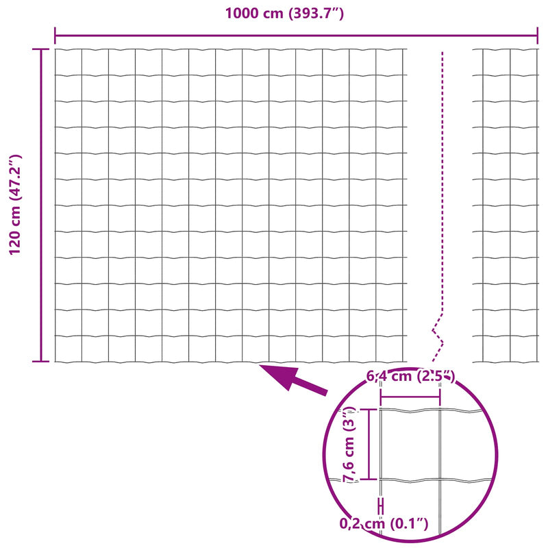vidaXL Kerítés és Oszlop Ezüst 1,2 x 10 m Acél