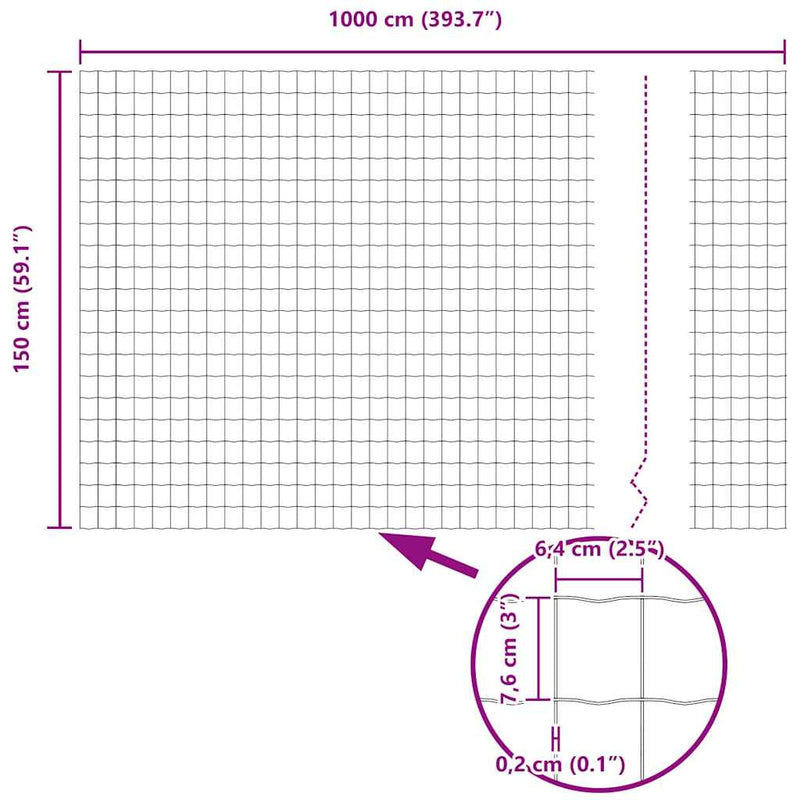 vidaXL Kerítés és Oszlop Ezüst 1,5 x 10 m Acél