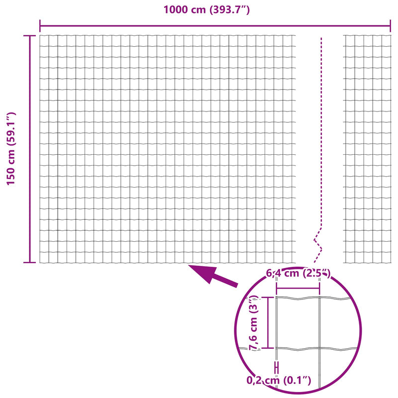 vidaXL Kerítés és Oszlop Ezüst 1,5 x 10 m Acél