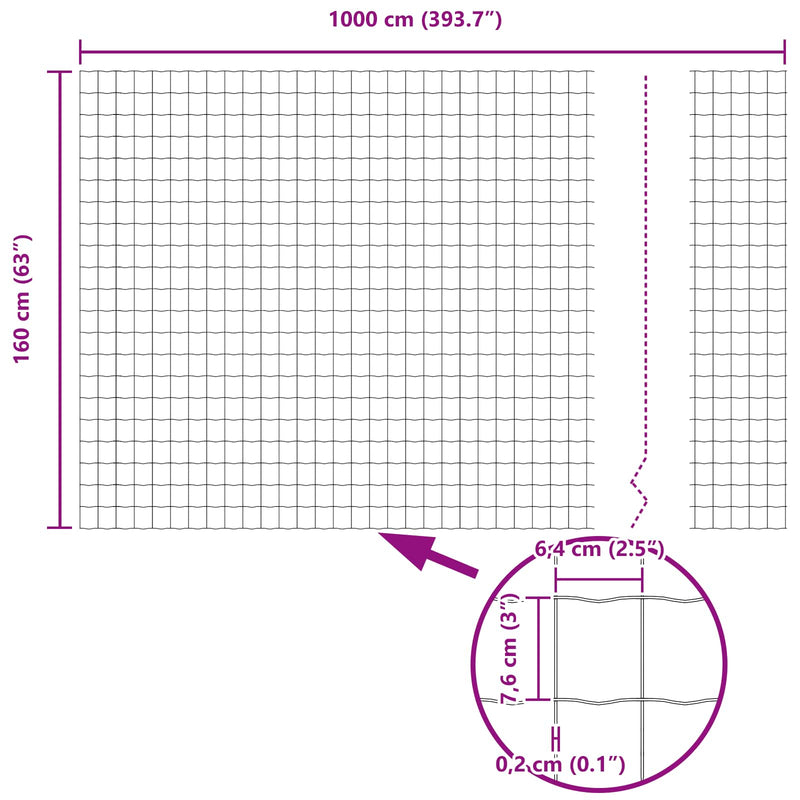 vidaXL Kerítés és Oszlop Ezüst 1,6 x 10 m Acél