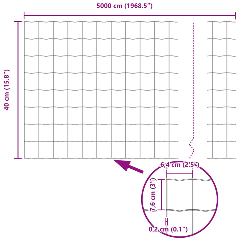 vidaXL Kerítés és Oszlop Ezüst 0,4 x 50 m Acél