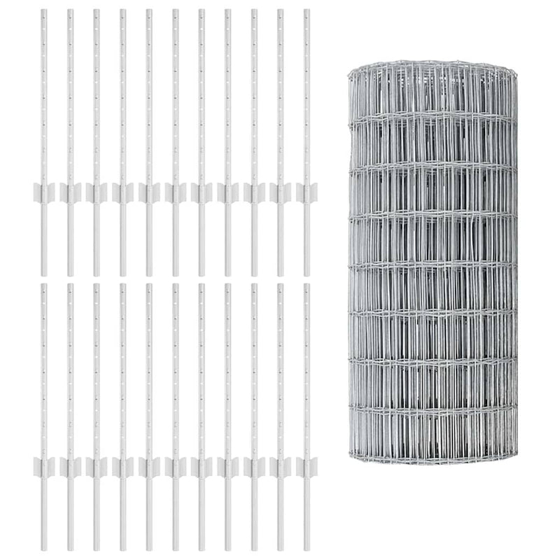 vidaXL Kerítés oszlopokkal Ezüst 0.6 x 50 m Acél