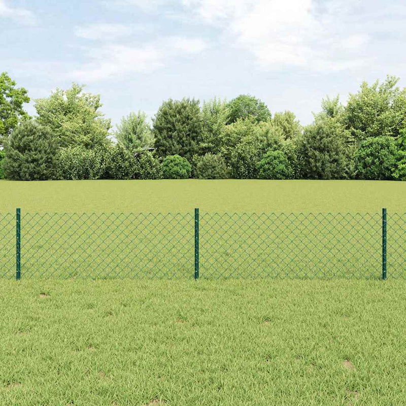 vidaXL Kerítés oszlopokkal Zöld 0,4 x 10 m Acél