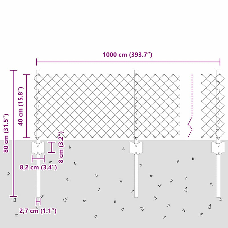 vidaXL Kerítés oszlopokkal Zöld 0,4 x 10 m Acél