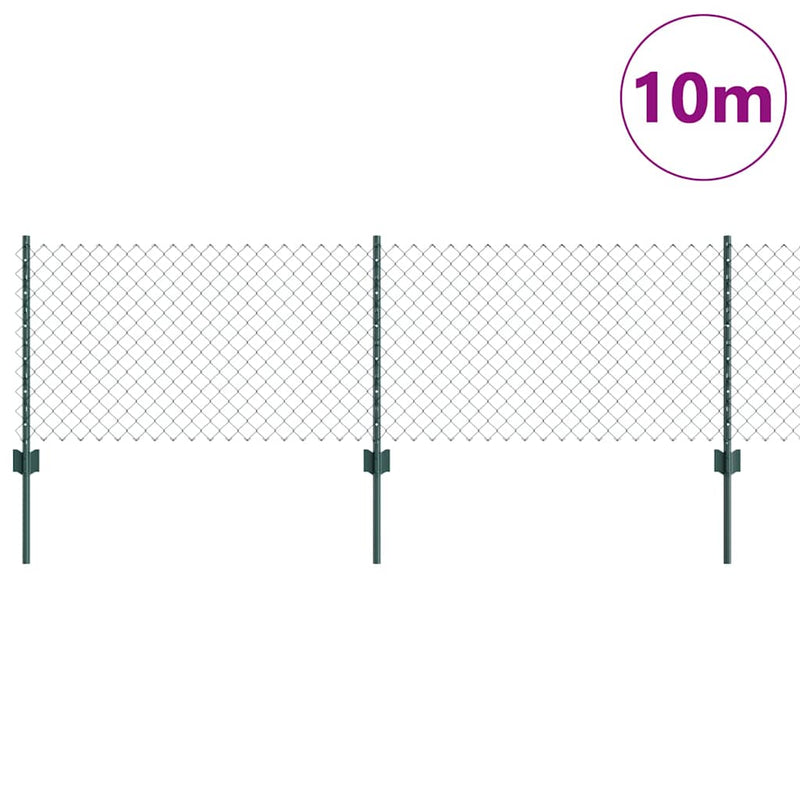 vidaXL Kerítés oszlopokkal Zöld 0,6 x 10 m Acél