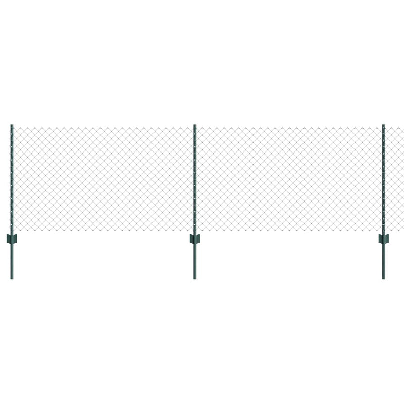 vidaXL Kerítés oszlopokkal Zöld 0.8 x 10 m Acél