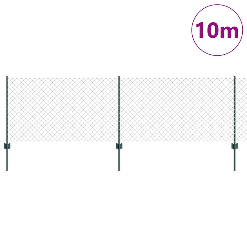 vidaXL Kerítés oszlopokkal Zöld 0.8 x 10 m Acél