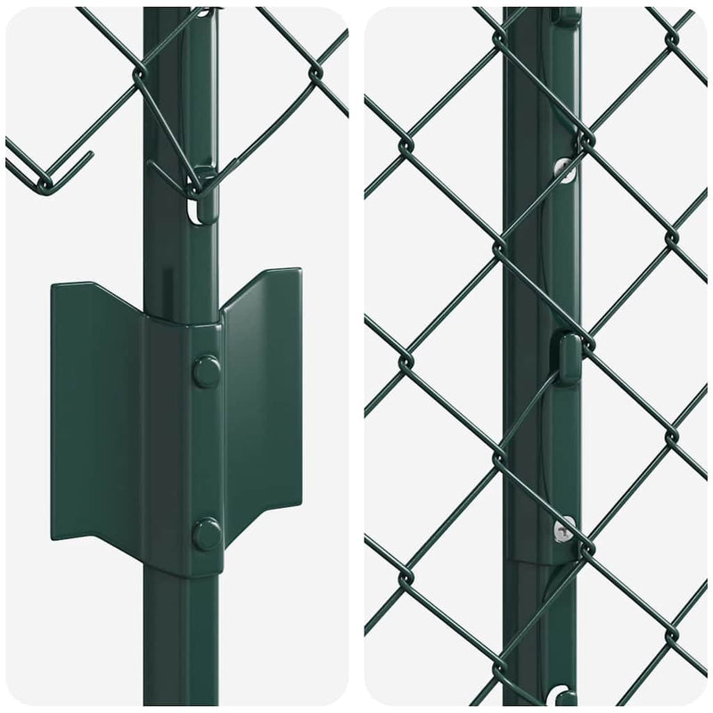 vidaXL Kerítés oszlopokkal Zöld 1.4 x 10 m Acél