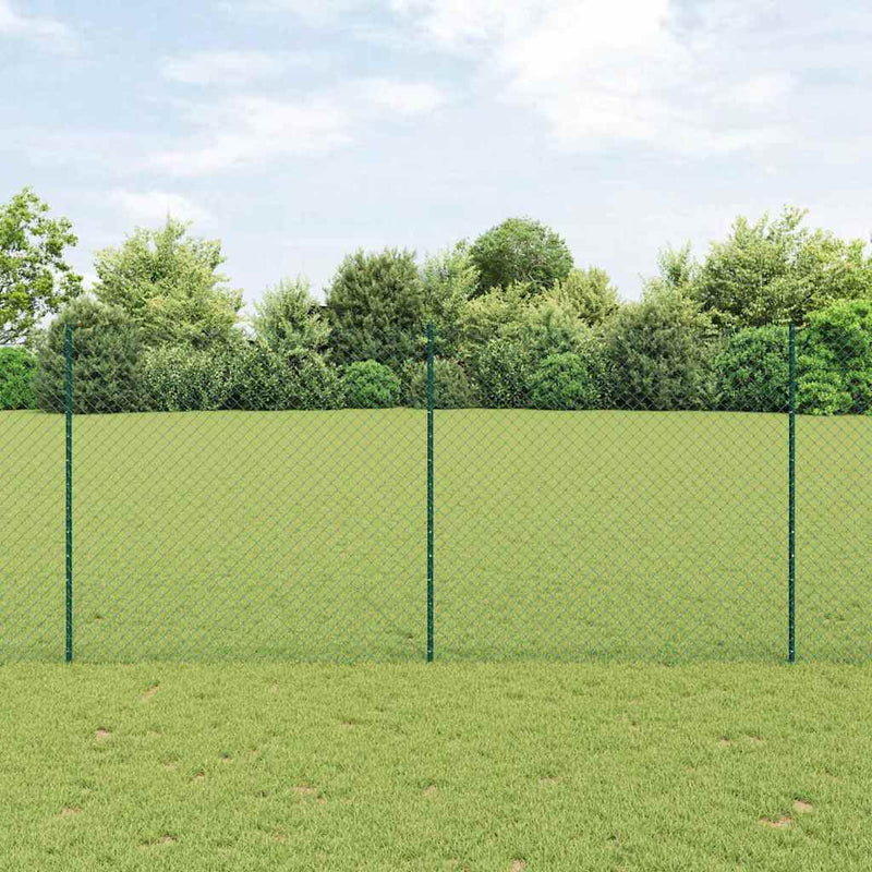 vidaXL Kerítés oszlopokkal Zöld 1.4 x 10 m Acél