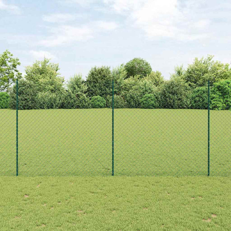 vidaXL Kerítés oszlopokkal Zöld 1.5 x 10 m Acél