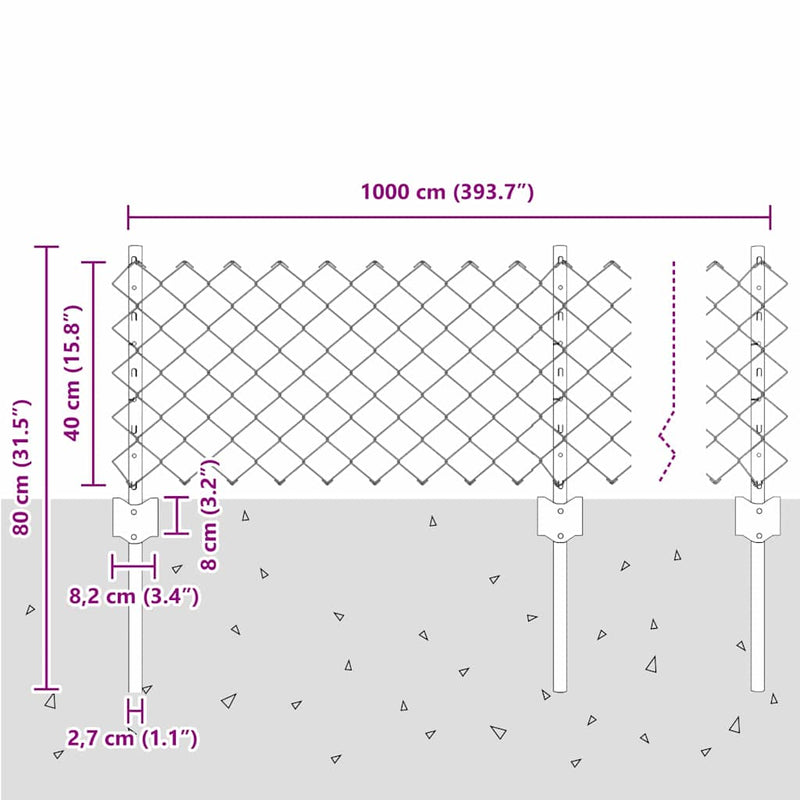 vidaXL Kerítés oszlopokkal Zöld 0,4 x 10 m Acél