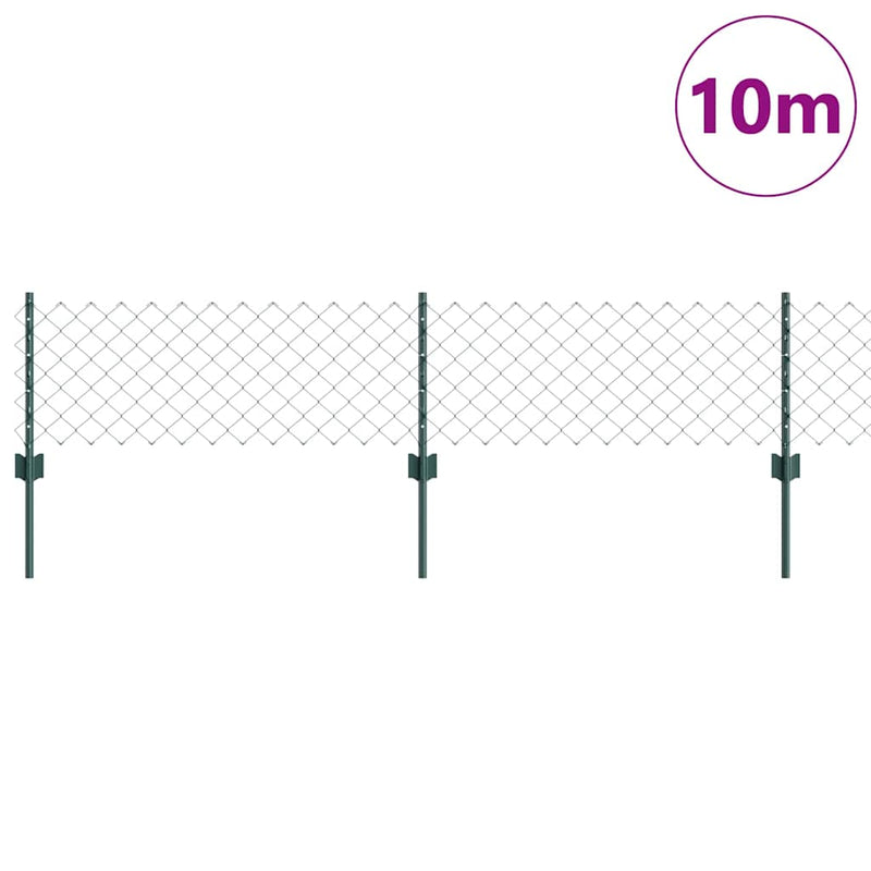 vidaXL Kerítés oszlopokkal Zöld 0,4 x 10 m Acél