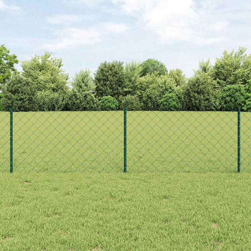 vidaXL Kerítés oszlopokkal Zöld 0,6 x 10 m Acél