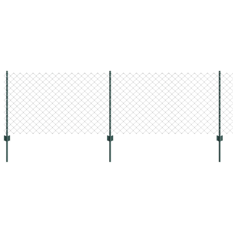 vidaXL Kerítés és Oszlop Zöld 0,8 x 10 m Acél