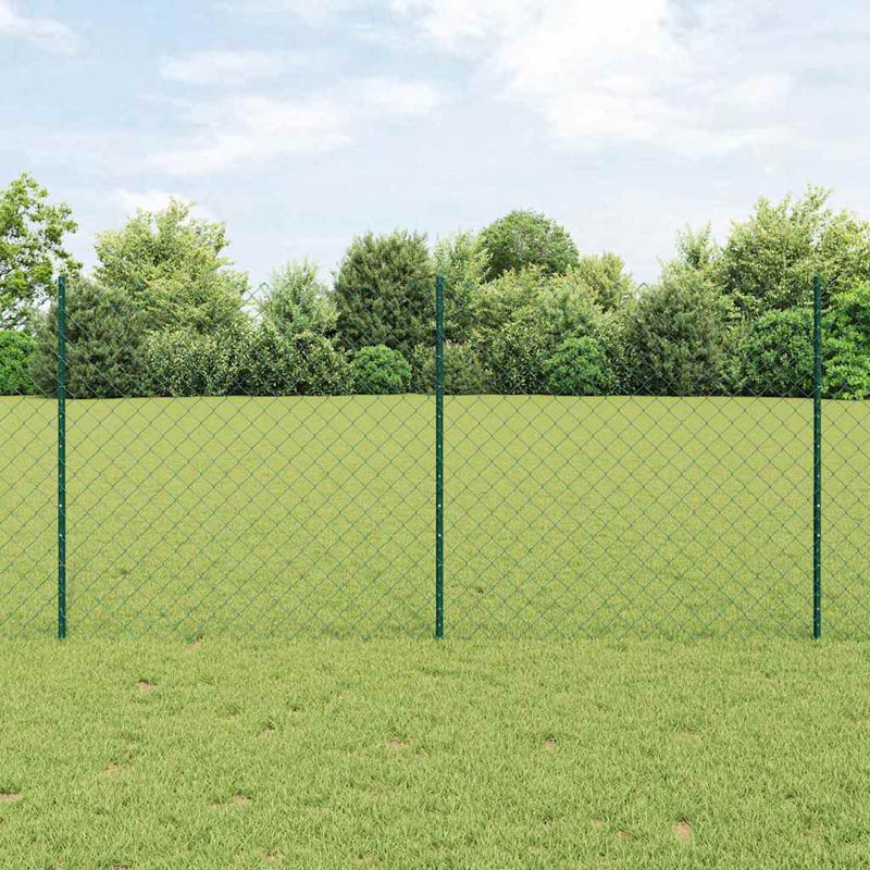 vidaXL Kerítés oszlopokkal Zöld 1.2 x 10 m Acél