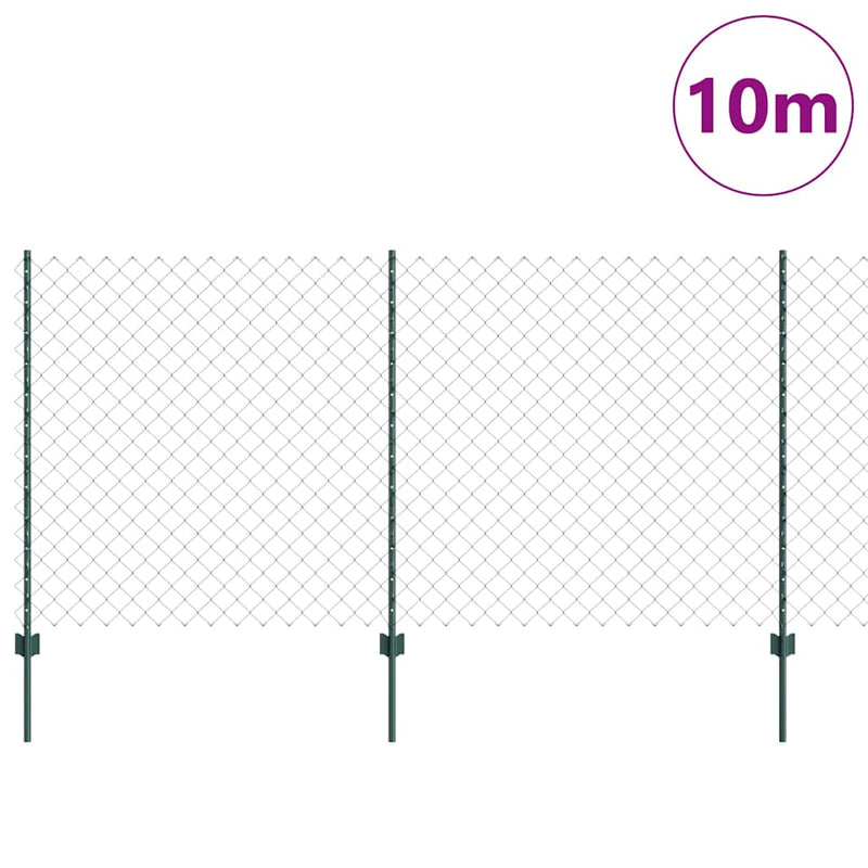 vidaXL Kerítés oszlopokkal Zöld 1.2 x 10 m Acél