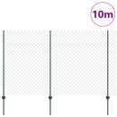 vidaXL Lánccelpes kerítés oszloppal 10 x 1,6 m PVC-bevonatos acél Zöld