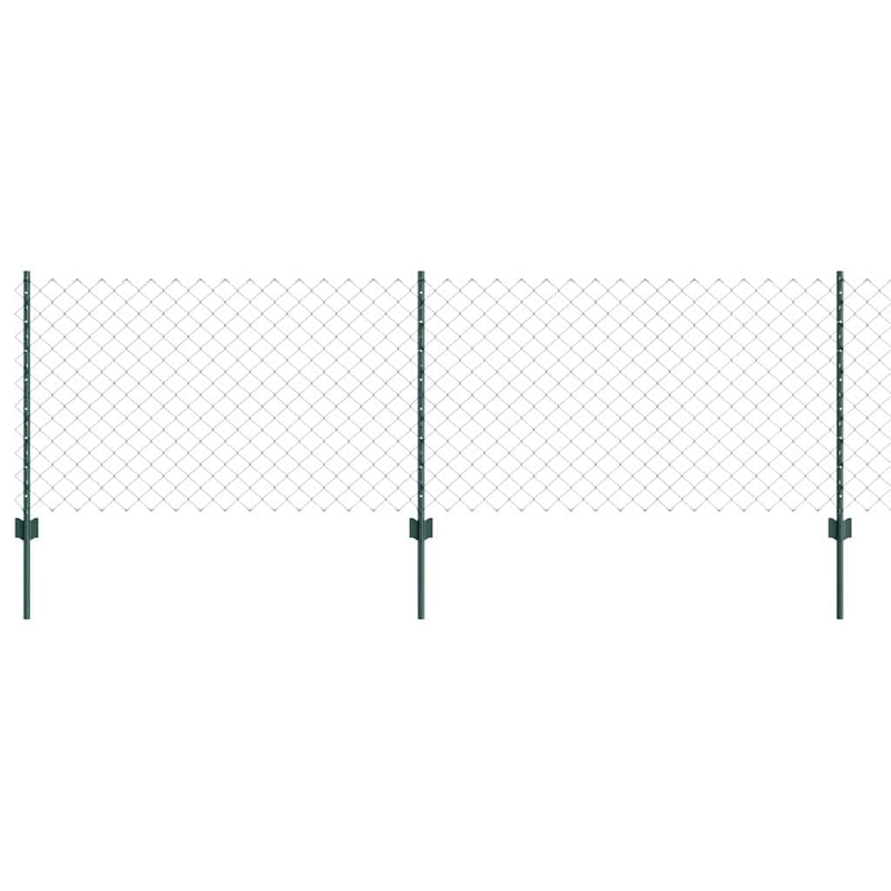 vidaXL Kerítés oszlopokkal Zöld 0.8 x 25 m Acél