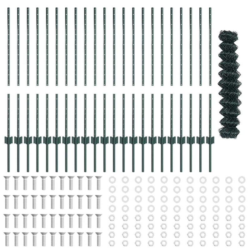 vidaXL Kerítés és Oszlop Zöld 1 x 25 m Acél