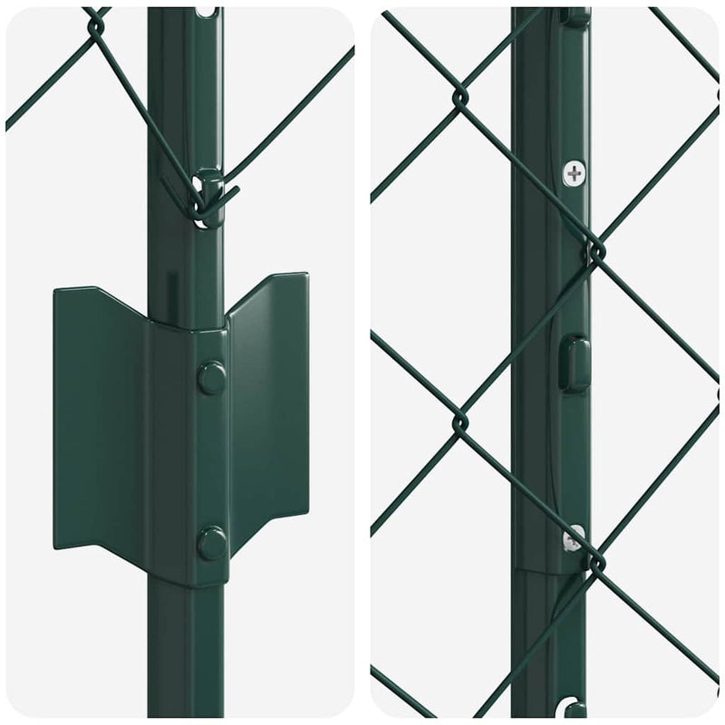 vidaXL Kerítés oszlopokkal Zöld 1.4 x 25 m Acél