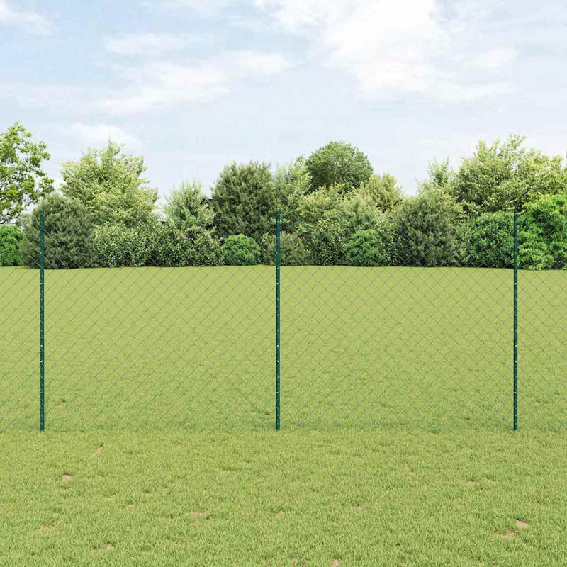 vidaXL Kerítés oszlopokkal Zöld 1.4 x 25 m Acél