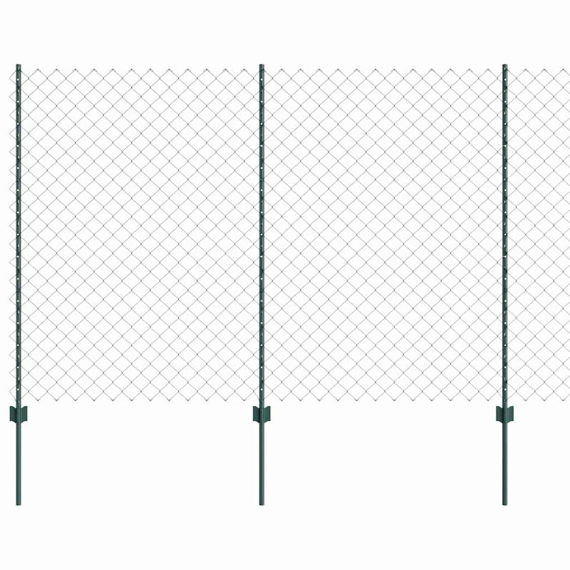 vidaXL Kerítés oszlopokkal Zöld 1.6 x 25 m Acél