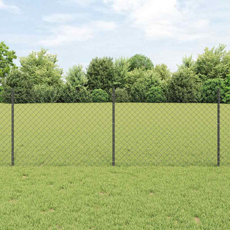 vidaXL Kerítés oszlopokkal Szürke 0.8 x 10 m Acél