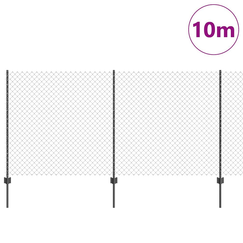 vidaXL Kerítés oszlopokkal Szürke 1.2 x 10 m Acél