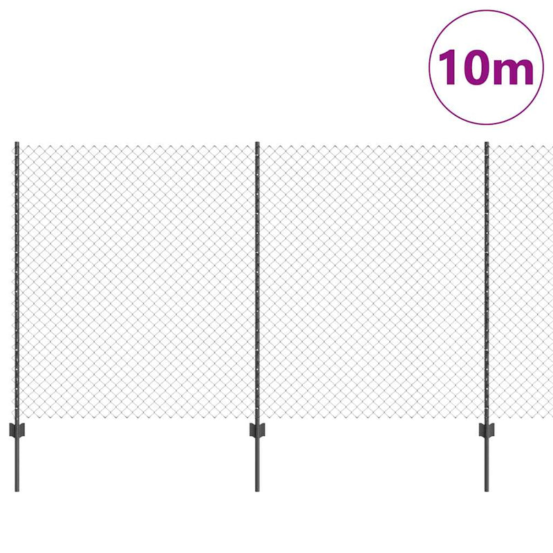 vidaXL Kerítés oszlopokkal Szürke 1.4 x 10 m Acél