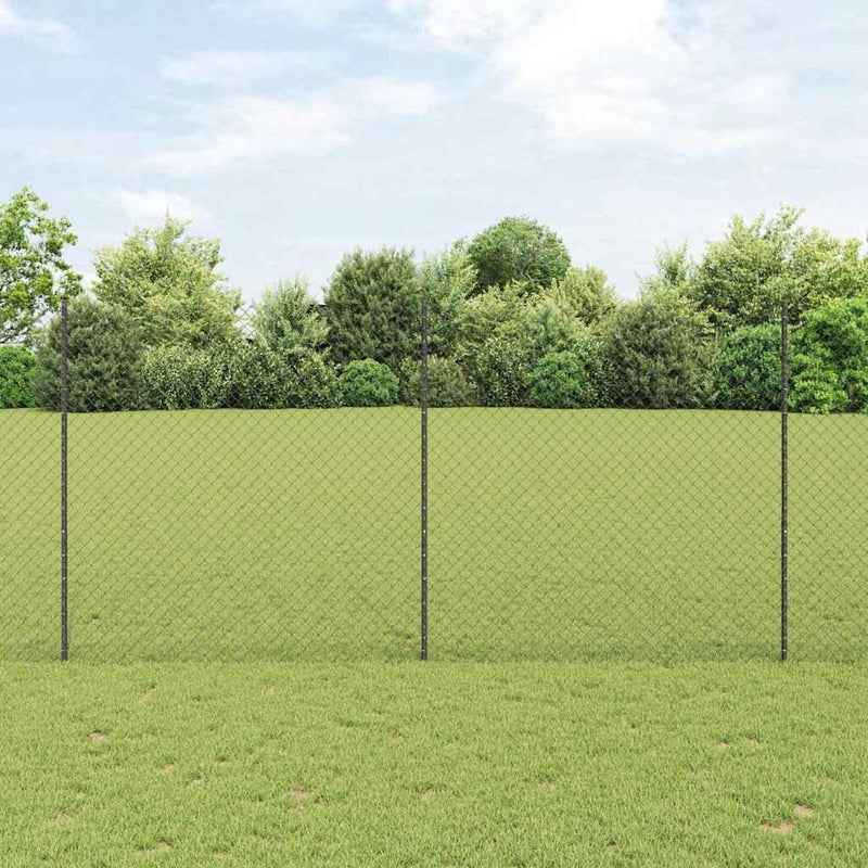 vidaXL Kerítés oszlopokkal Szürke 1.5 x 10 m Acél