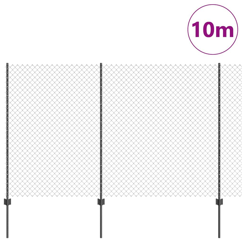 vidaXL Kerítés oszlopokkal Szürke 1.5 x 10 m Acél