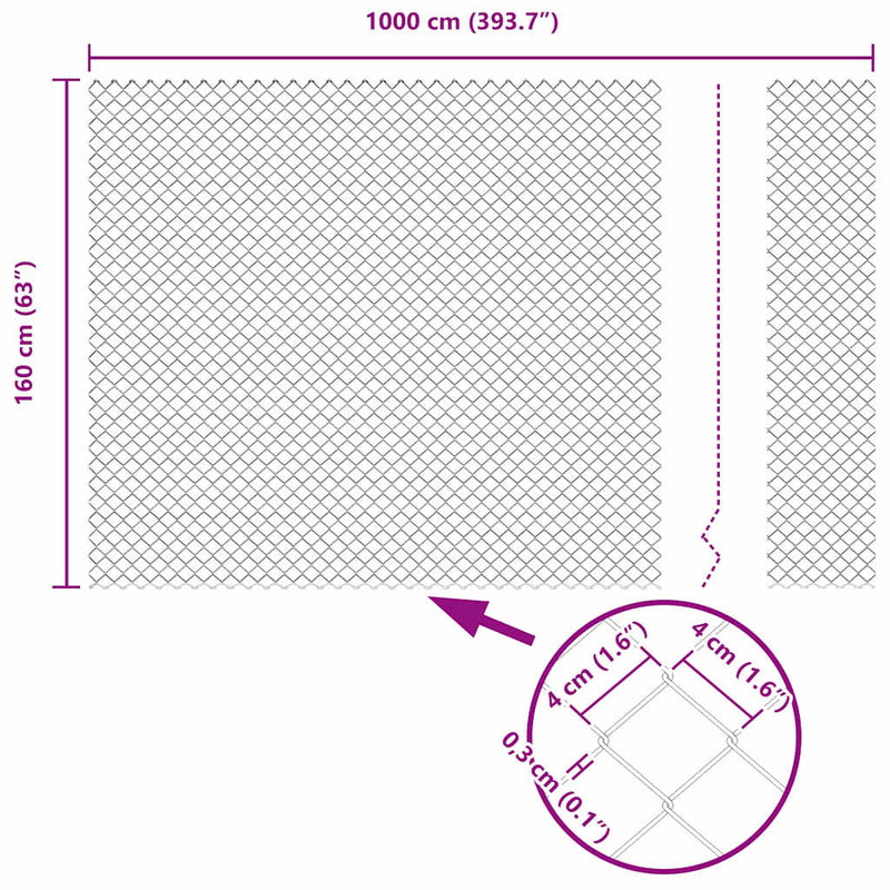 vidaXL Kerítés oszlopokkal Szürke 1.6 x 10 m Acél