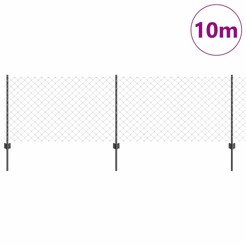 vidaXL Kerítés oszlopokkal Szürke 0.8 x 10 m Acél
