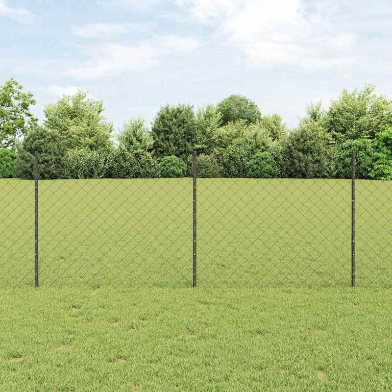 vidaXL Kerítés oszlopokkal Szürke 1 x 10 m Acél