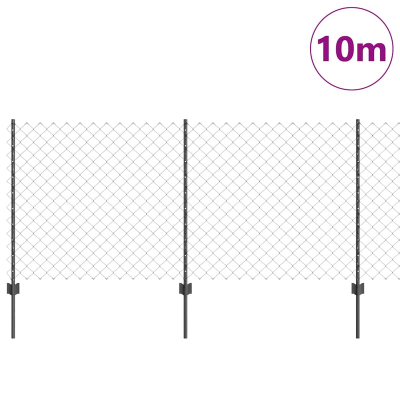 vidaXL Kerítés oszlopokkal Szürke 1 x 10 m Acél
