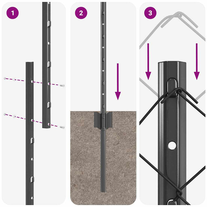 vidaXL Kerítés oszlopokkal Szürke 1.2 x 10 m Acél