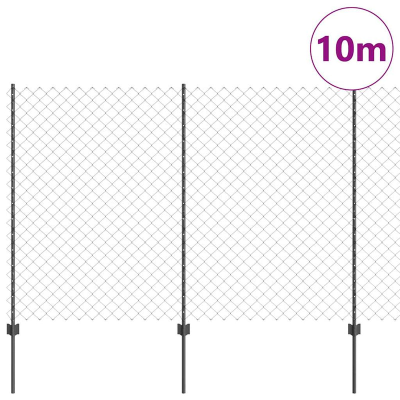 vidaXL Kerítés oszlopokkal Szürke 1.5 x 10 m Acél