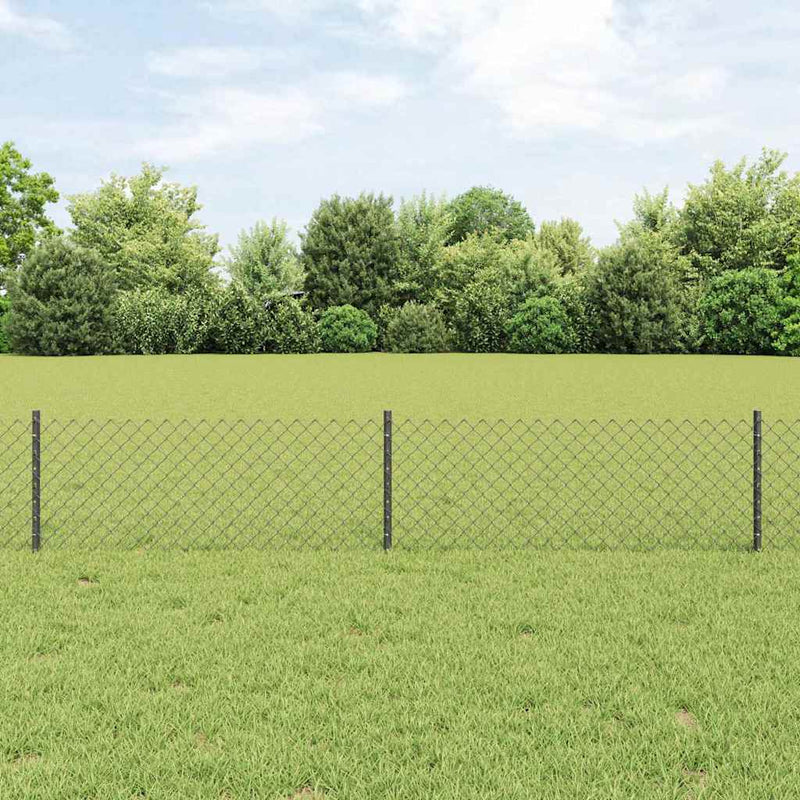 vidaXL Kerítés oszlopokkal Szürke 0,4 x 25 m Acél