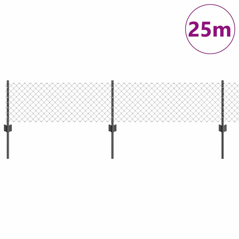vidaXL Kerítés oszlopokkal Szürke 0,4 x 25 m Acél