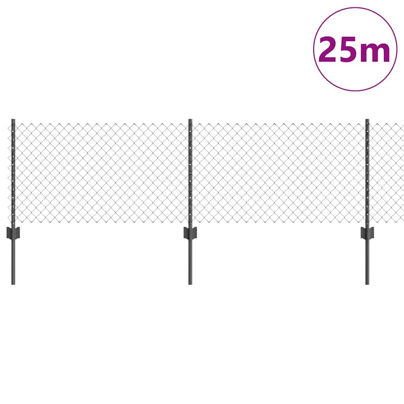 vidaXL Kerítés oszlopokkal Szürke 0,6 x 25 m Acél