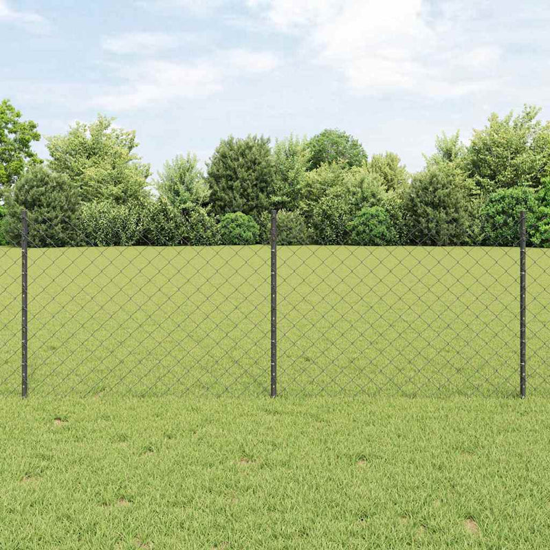 vidaXL Kerítés oszlopokkal Szürke 0.8 x 25 m Acél