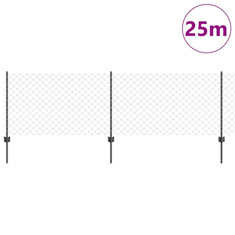 vidaXL Kerítés oszlopokkal Szürke 0.8 x 25 m Acél