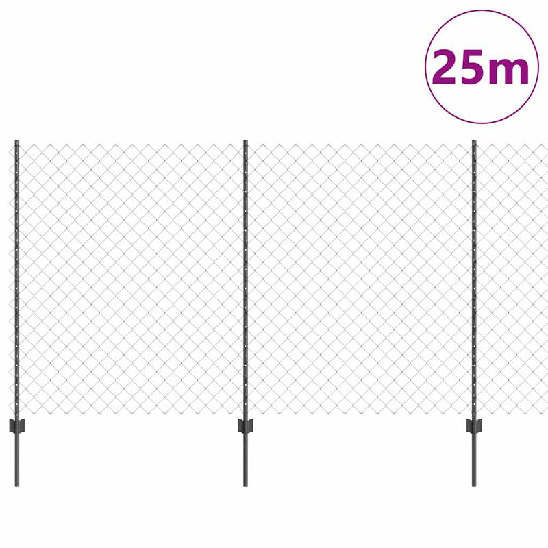 vidaXL Kerítés oszlopokkal Szürke 1.4 x 25 m Acél