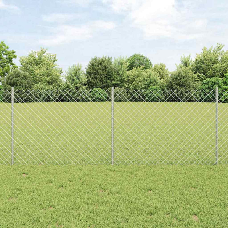 vidaXL Kerítés oszlopokkal Ezüst 0.8 x 10 m Acél