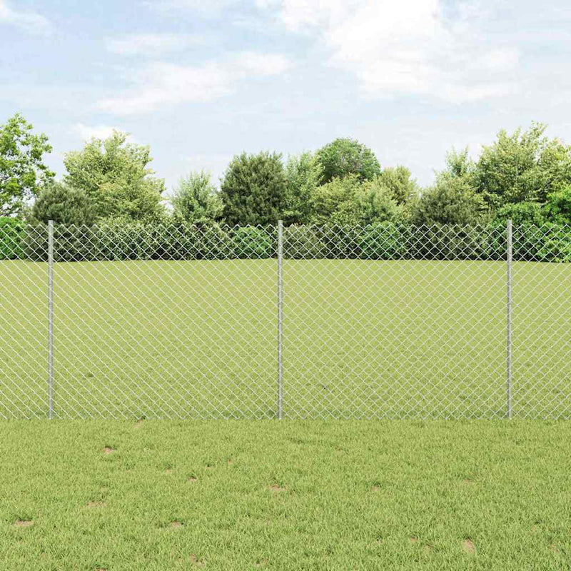 vidaXL Kerítés oszlopokkal Ezüst 1 x 10 m Acél