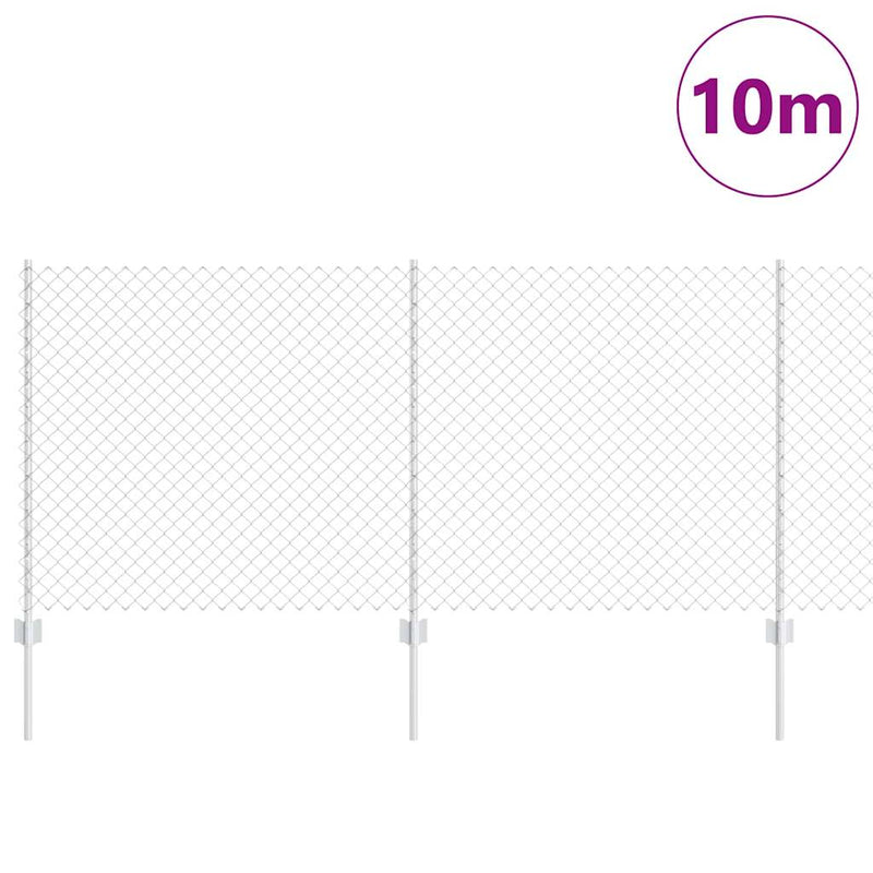 vidaXL Kerítés oszlopokkal Ezüst 1 x 10 m Acél