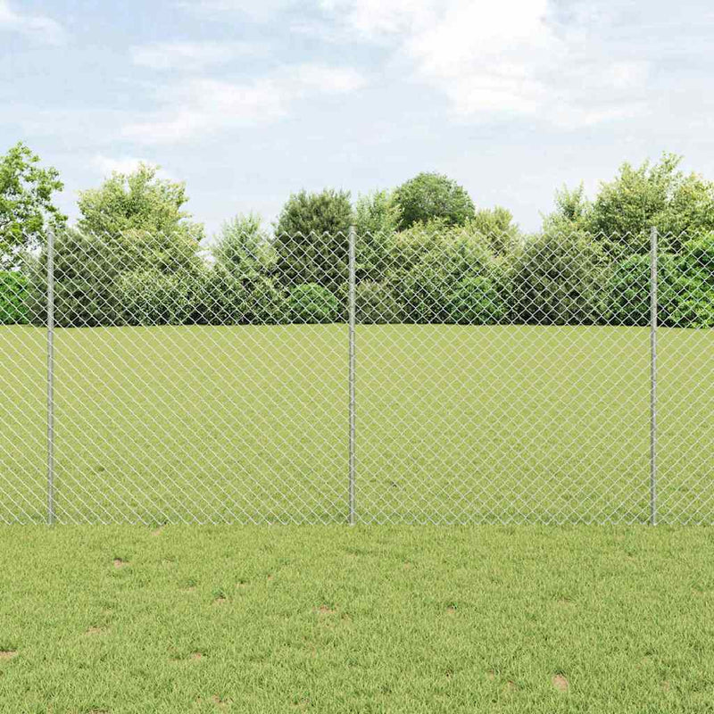 vidaXL Kerítés oszlopokkal Ezüst 1.2 x 10 m Acél