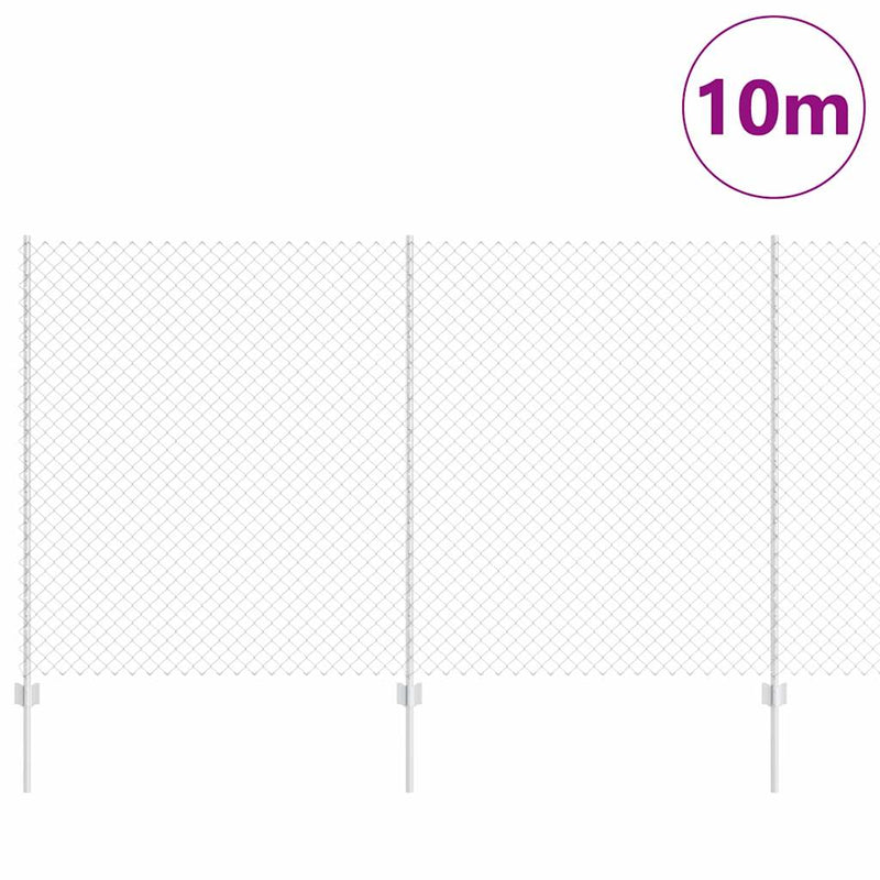 vidaXL Kerítés oszlopokkal Ezüst 1.4 x 10 m Acél